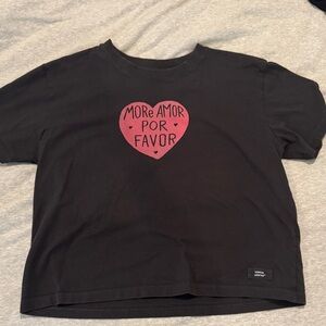 Black more amor por favor life is good boxy crusher tee size small NWOT